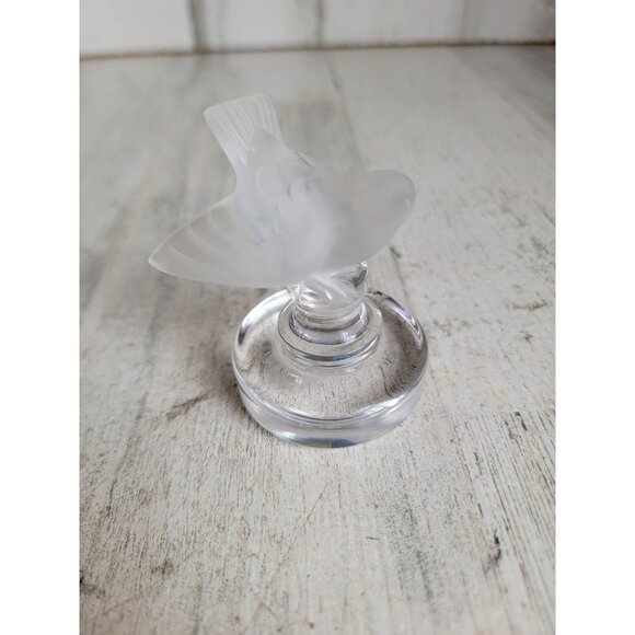 Lalique Crystal frosted bird night Gale Sparrow vintage home decor figure - Picture 1 of 7